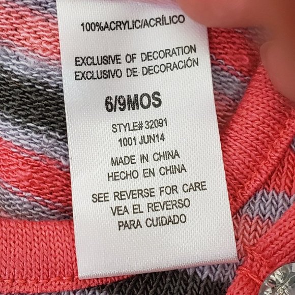 Little Lass Baby Sweater Dress Striped Pinks & Grays Size 6/9 MOS - Picture 5 of 5